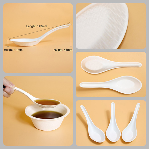 5.6 Inch Compostable And Biodegradable Bagasse Deep Soup Spoon