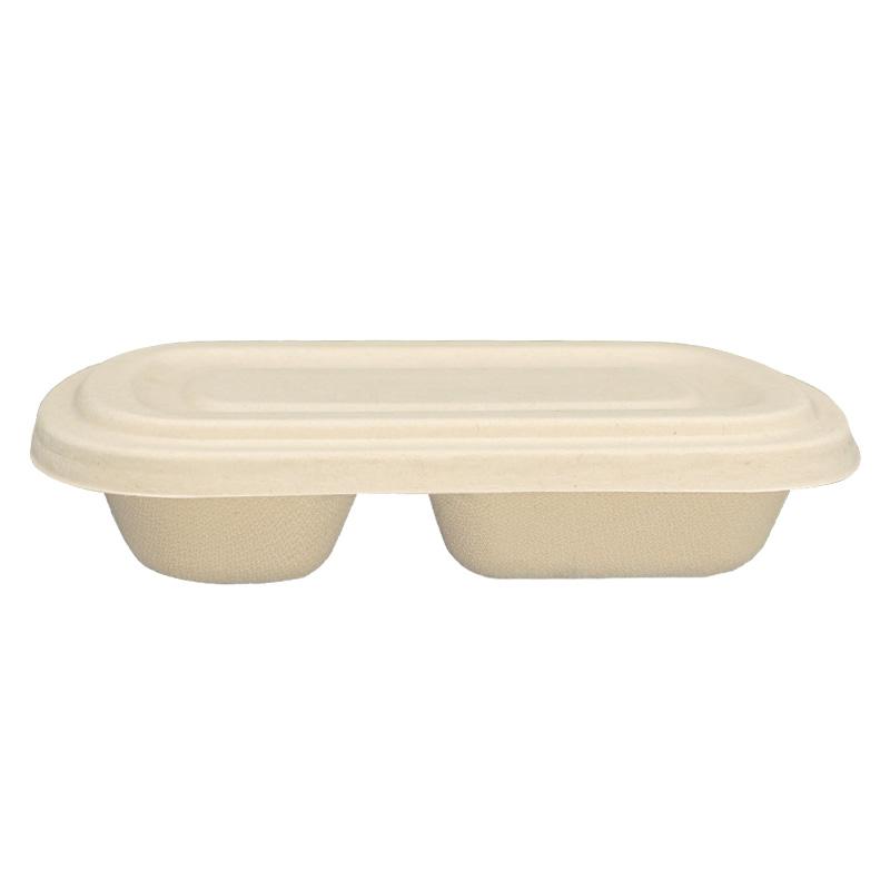 Compostable 2 Compartments Takeout Bagasse Bento Box